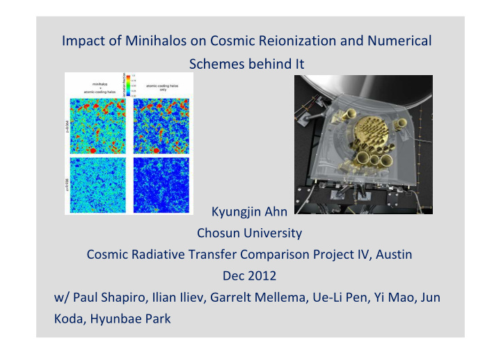 impact of minihalos on cosmic reionization and numerical