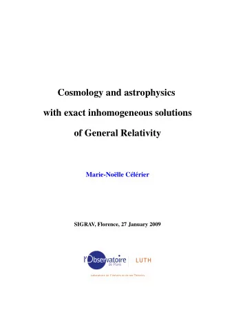 Cosmology and astrophysics  with exact inhomogeneous solutions  of General Relativity  Marie-No