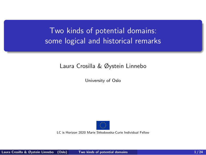 two kinds of potential domains some logical and