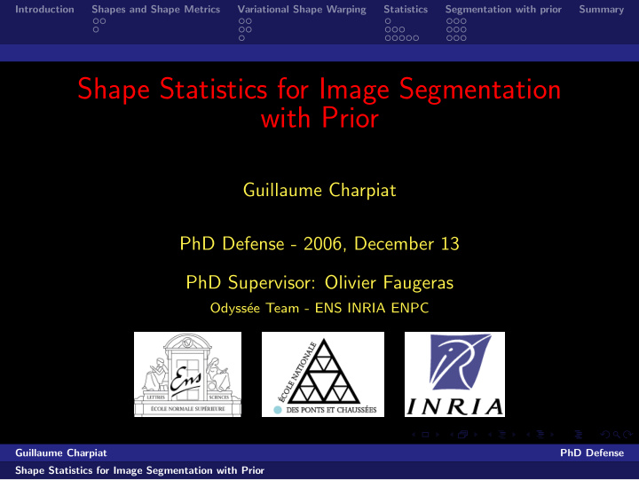 shape statistics for image segmentation with prior