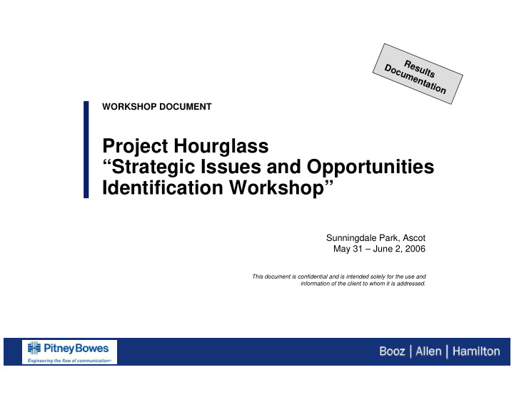 project hourglass strategic issues and opportunities