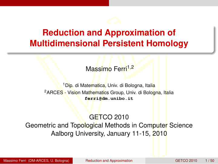 reduction and approximation of multidimensional