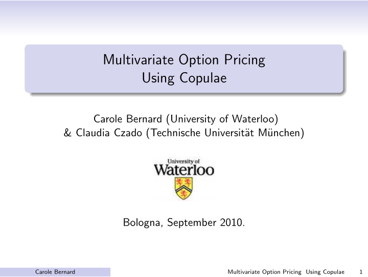 multivariate option pricing using copulae