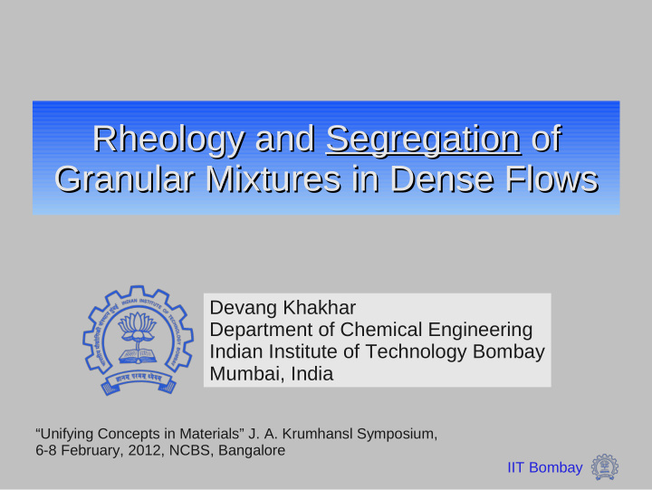 rheology and segregation segregation of of rheology and