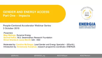 GENDER AND ENERGY ACCESS Part One  Impacts  People-Centered Accelerator Webinar Series  3