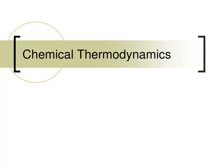 chemical thermodynamics