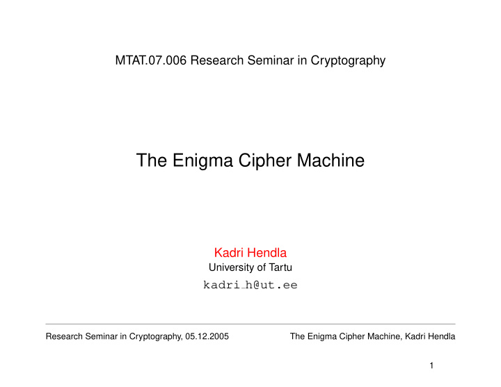 the enigma cipher machine