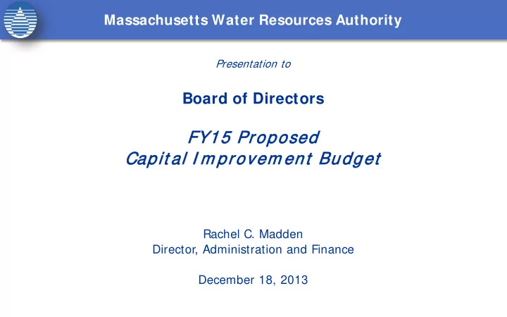 fy15 prop opos osed capi pit al i m pr provem ent budge