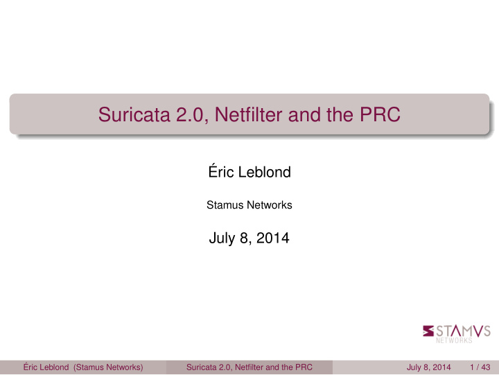 suricata 2 0 netfilter and the prc