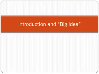 Introduction and Big Idea  What are  Numerical M  Methods ?  ?  Numbers in a computer