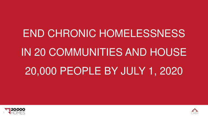 end chronic homelessness