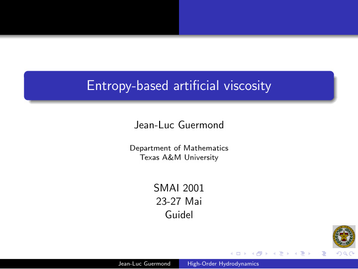 entropy based artificial viscosity