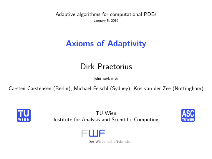axioms of adaptivity dirk praetorius