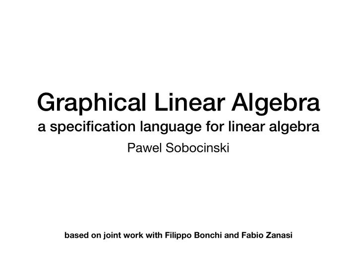 graphical linear algebra