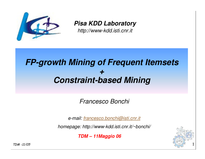 fp growth mining of frequent itemsets constraint based