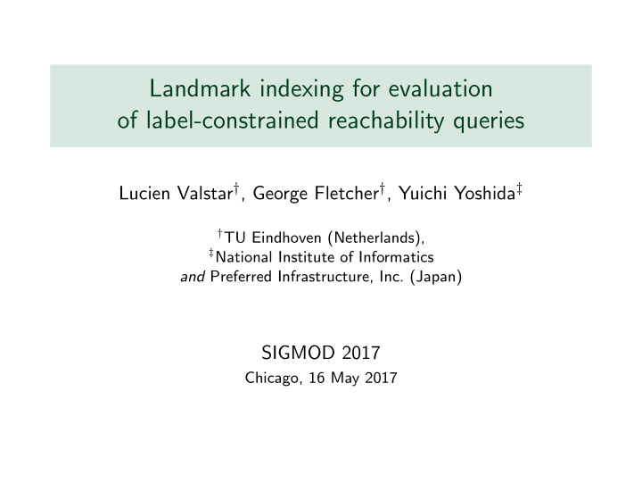 landmark indexing for evaluation of label constrained