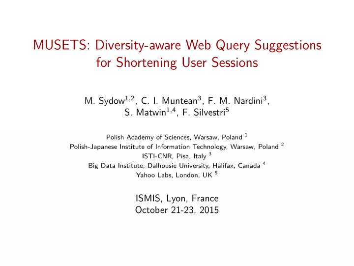 musets diversity aware web query suggestions for
