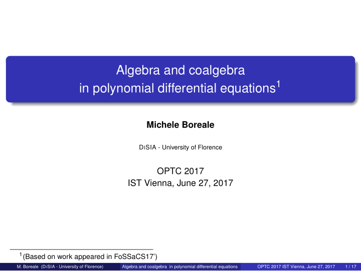 algebra and coalgebra