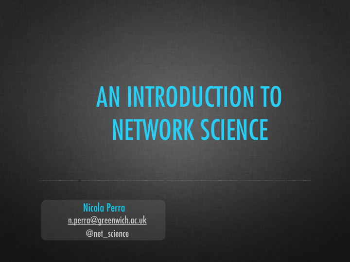 an introduction to network science