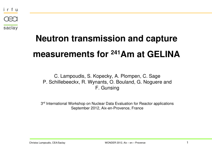 neutron transmission and capture measurements for 241 am