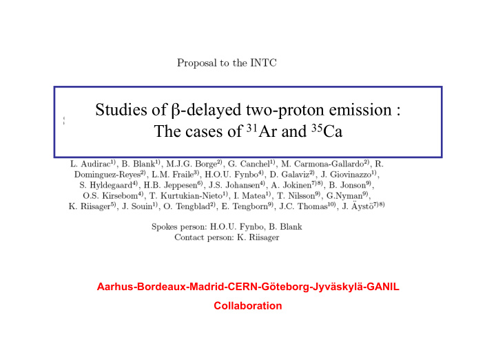 studies of delayed two proton emission the cases of 31 ar