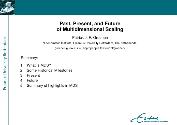 past present and future of multidimensional scaling