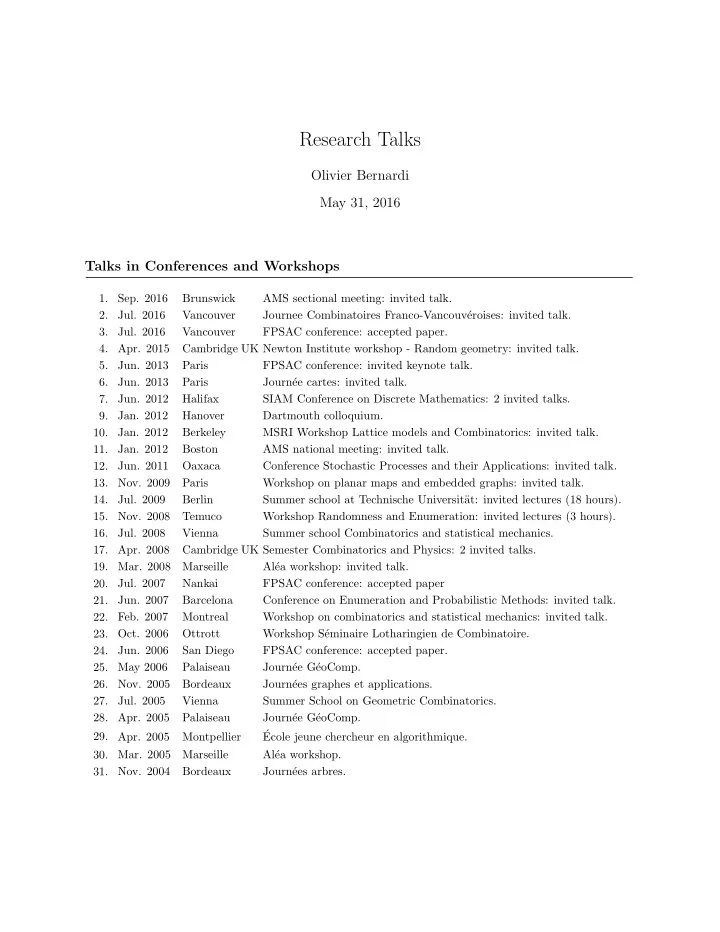 research talks