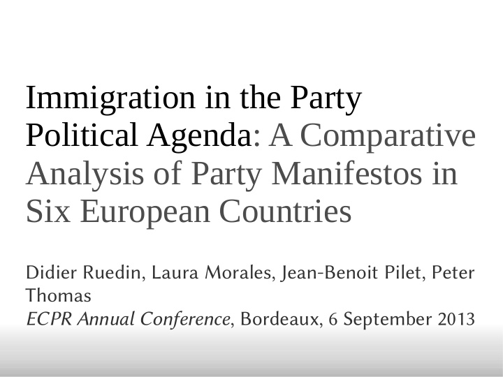 immigration in the party political agenda a comparative