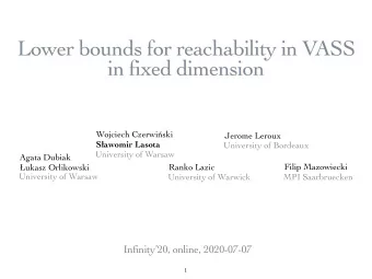 Lower bounds for reachability in VASS  in fixed dimension Wojciech Czerwi  ski  Jerome Leroux S