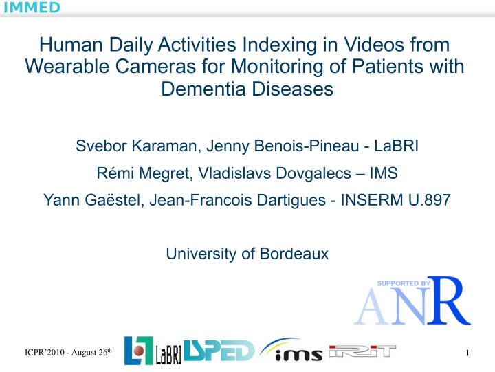 human daily activities indexing in videos from wearable