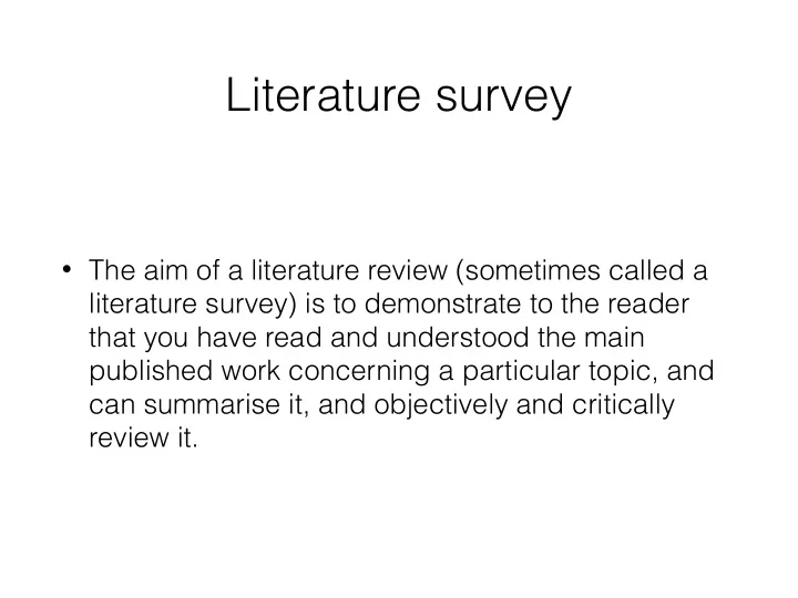 literature survey