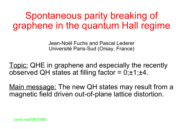 spontaneous parity breaking of graphene in the quantum