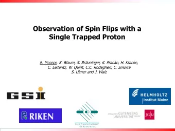 Single Trapped Proton A. Mooser, K. Blaum, S. Bruninger, K. Franke, H. Kracke,  C. Leiteritz, W.