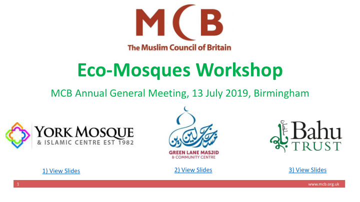eco mosques workshop