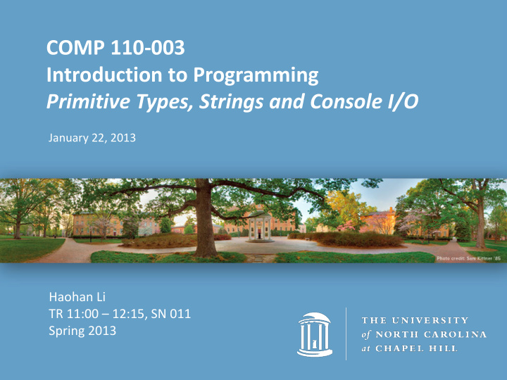 comp 110 003 introduction to programming primitive types