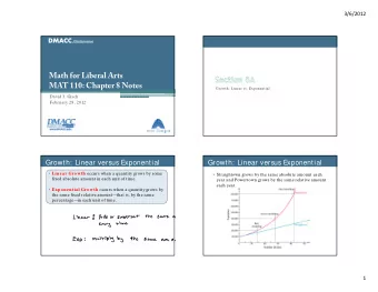 Math for Liberal Arts  MAT 110: Chapter 8 Notes  Growth: Linear vs. Exponential  David J. Gisch
