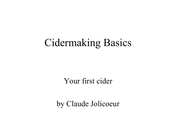 cidermaking basics