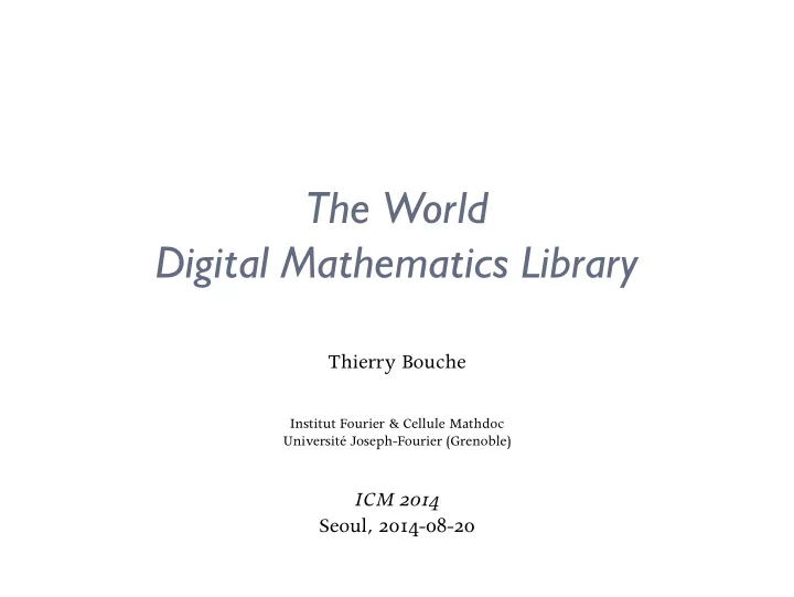 the world digital mathematics library
