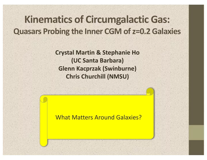 kinematics of circumgalactic gas