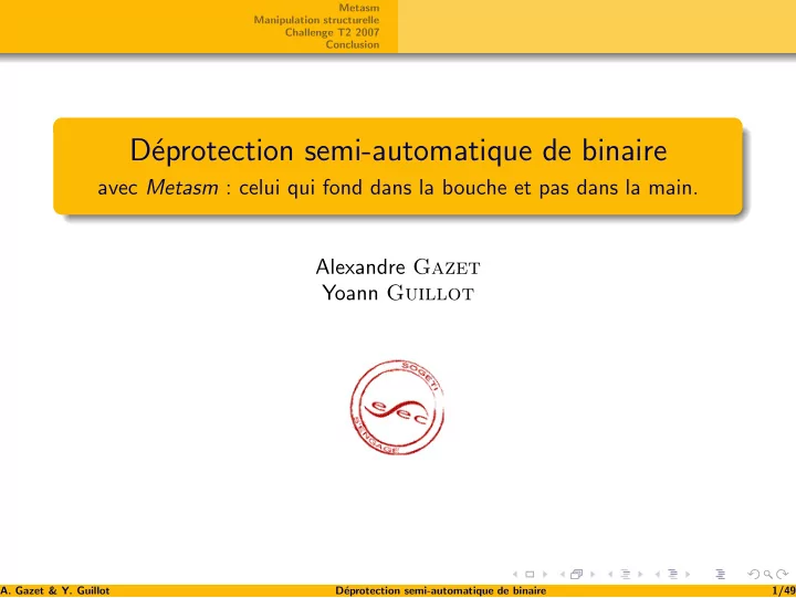 d eprotection semi automatique de binaire