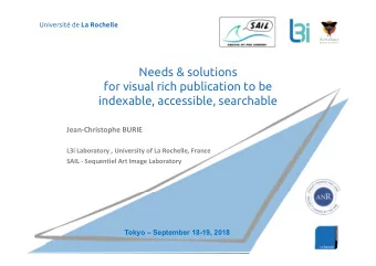 Needs &amp; solutions  for visual rich publication to be  indexable, accessible, searchable