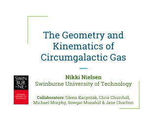 The Geometry and  Kinematics of  Circumgalactic Gas  Nikki Nielsen  Swinburne University of
