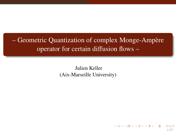 geometric quantization of complex monge amp re operator