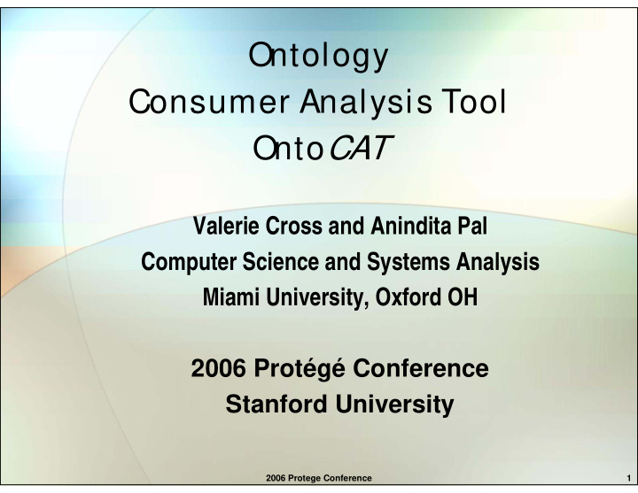 ontology consumer analysis tool