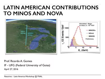 LATIN AMERICAN CONTRIBUTIONS  TO MINOS AND NOVA  Prof. Ricardo A. Gomes  IF - UFG (Federal