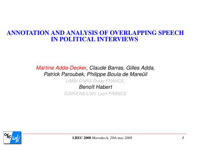 annotation and analysis of overlapping speech in