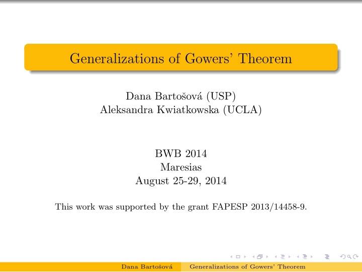generalizations of gowers theorem