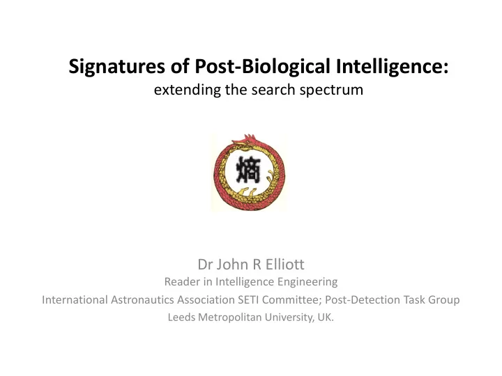 dr john r elliott reader in intelligence engineering