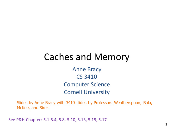 caches and memory