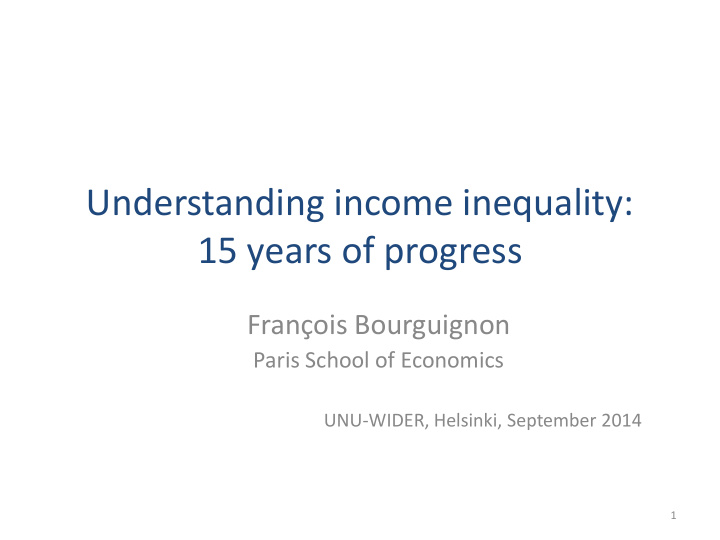 understanding income inequality 15 years of progress